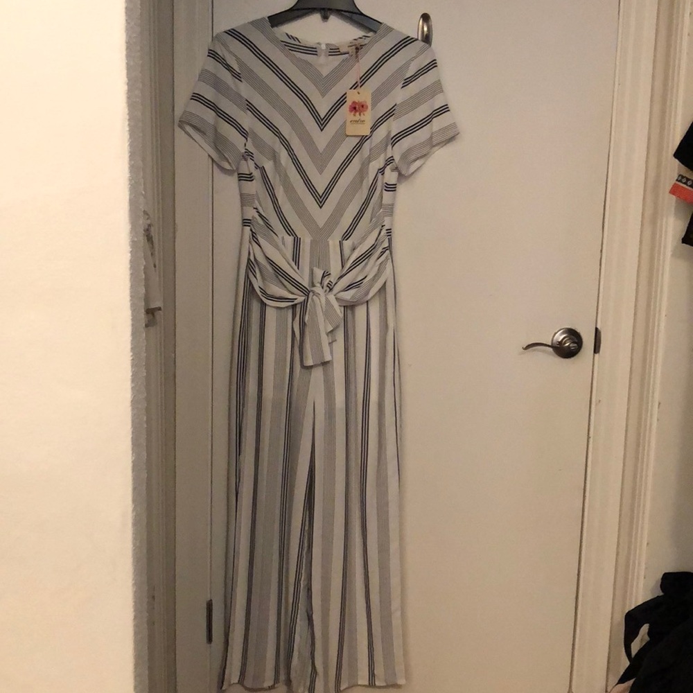 Black and white striped jumpsuit